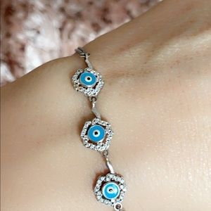 Beautiful evil eye sterling silver bracelet.